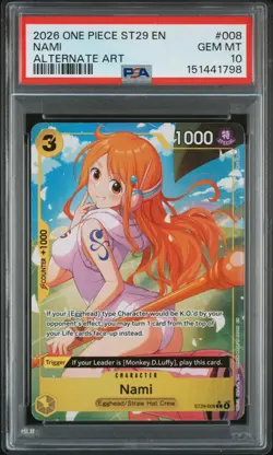 2026 One Piece English Nami ST29-008 Alt Art PSA 10 - Image 1