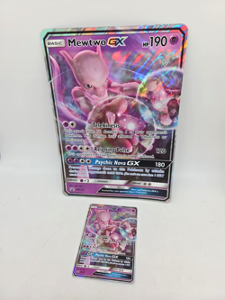 2019 Pokemon TCG Mewtwo GX SM196 Card + bonus Mega Card - Image 1