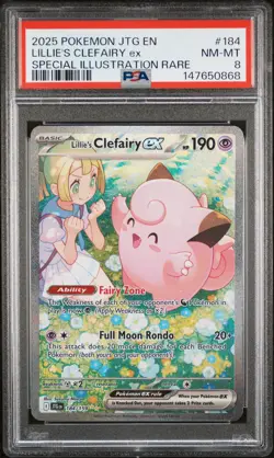 2025 POKEMON JTG EN-JOURNEY TOGETHER #184 LILLIE'S CLEFAIRY EX PSA 8 - Image 1