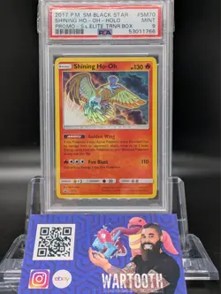 2017 POKEMON SM BLACK STAR PROMO #SM70 SHINING HO-OH-HOLO PSA 9 - Image 1