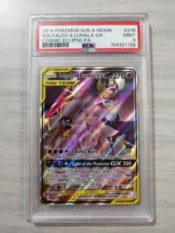Pokemon Solgaleo & Lunala GX 216/236 Alternate Alt Art Cosmic Eclipse PSA 9 - Image 1