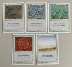 Black, Blue, Green, Red & White Ward - MTG - REVISED (3rd) - ©1994 NM/M all 5! - Image 1