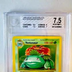 1999 Pokemon Base Set Shadowless #15 Venusaur-Holo BGS 7.5 Near Mint+ - Image 2