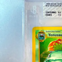 1999 Pokemon Base Set Shadowless #15 Venusaur-Holo BGS 7.5 Near Mint+ - Image 4