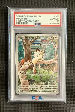 Pokemon Meowth Me02 Phantasmal Flames Illustration Rare Holo 106/094 PSA 10 - Image 1