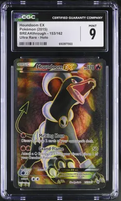 CGC 9 Houndoom EX 2015 BREAKthrough 153/162 Ultra Rare Holo Pokemon Card - Image 1