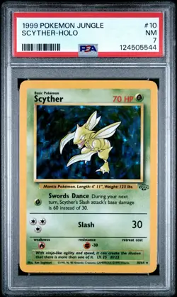 1999 POKEMON JUNGLE #10 SCYTHER-HOLO PSA 7 - Image 1