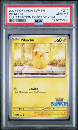 2025 Pokemon Black Star Promo #214 Pikachu Illustration Contest 2024 PSA 10 - Image 1