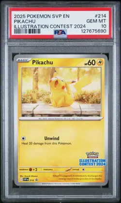 2025 Pokemon Black Star Promo #214 Pikachu Illustration Contest 2024 PSA 10 - Image 1