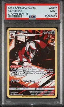 THIEVUL #GG17 PSA 9 • 2023 Pokemon SWSH Crown Zenith Galarian Gallery FA Mint - Image 1