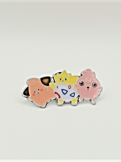 Small But Mighty Official Pokemon Pin & Keychain Jigglypuff/Togepi/Cleffa - Image 2