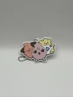 Small But Mighty Official Pokemon Pin & Keychain Jigglypuff/Togepi/Cleffa - Image 4