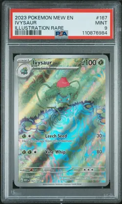 2023 POKEMON Mew EN 151 IVYSAUR Illustration Rare Card #167 PSA 9 - Image 1