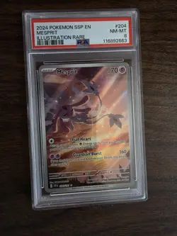2024 POKEMON SSP EN-SURGING SPARKS ILLUSTRATION RARE #204 MESPRIT PSA 8 - Image 1
