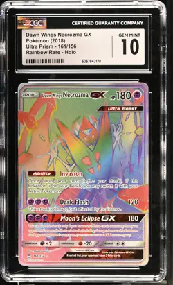 Dawn Wings Necrozma GX 161/156 Rainbow Rare Ultra Prism Pokemon TCG CGC 10 - Image 1