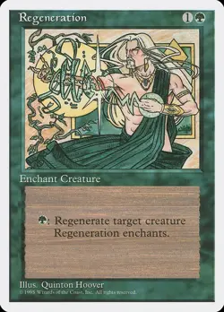 Regeneration 268 4ED Hoover Common Enchantment Green MTG 1995 Creature - Image 1