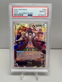 One Piece Card Game TCG Foxy OP07-059 Alternative Art Leader PSA 10 - Image 1