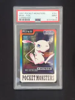1997 POKEMON POCKET MONSTER JAPANESE MEW PRISM CARDDASS CARD PSA 9 - Image 1