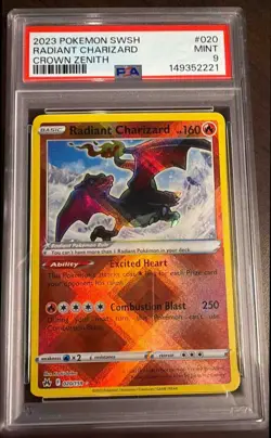 2023 Pokemon Sword & Shield Crown Zenith Radiant Charizard #020/159 PSA 9 - Image 1