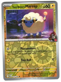 Team Rocket's Mareep 072/182 Reverse Holo Destined Rivals English Pokemon NM - Image 1