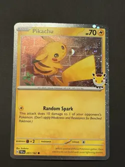 Pikachu 51/162, 2026 Pokemon Day Stamped Cosmos Holo Promo, NM Double swirl - Image 2
