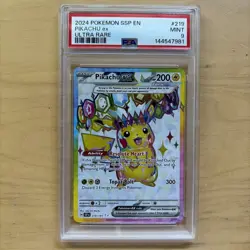PIKACHU EX 2024 POKEMON S&V SURGING SPARKS ULTRA RARE 219/191 PSA 9 - Image 1