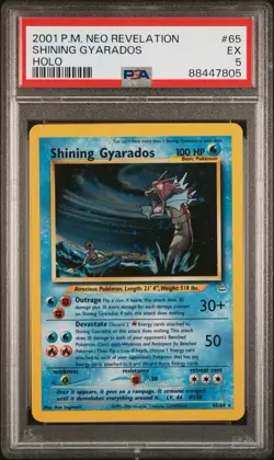 2001 Pokemon Neo Revelations Shining Gyarados #65 Holo PSA 5 SWIRL VERY CLEAN - Image 1