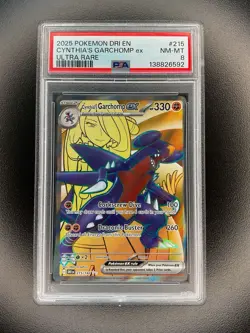 2025 Pokemon Dri EN Cynthia’s Garchomp ex Ultra Rare #215 PSA 8 - Image 1