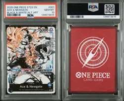 One Piece St22-002 English Ace & Newgate Black White Alt Art PSA 10 - Image 3