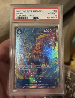 One Piece Marco Alternate Art Super Rare Foil PRB02-008 PSA 10 Premium Booster - Image 1