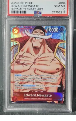One Piece Paramount War Edward Newgate OP02-004 Alt Art PSA 10 English - Image 1