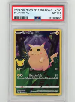 PIKACHU POKEMON CELEBRATIONS #005/025 FULL ART PSA 8 NM-MT - Image 1