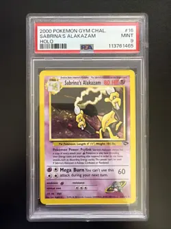 Sabrina's Alakazam 16/132 Gym Challenge Holo POKEMON 2000 PSA 9 - Image 1