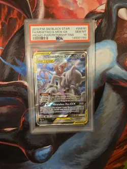 2019 POKEMON SM BLACK STAR PROMO FULL ART/MEWTWO & MEW GX PSA 10 - Image 1