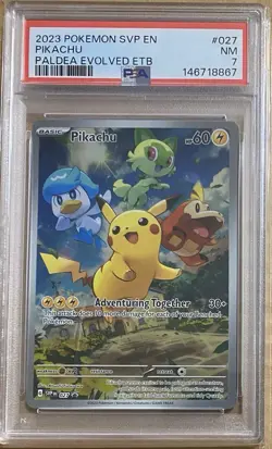 Pikachu #027 2023 Pokemon SVP EN Paldea Evolved ETB Holo PSA 7 - Image 1