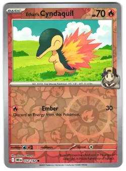 Ethan's Cyndaquil 032/182 Reverse Holo SV10: Destined Rivals English Pokemon NM - Image 1