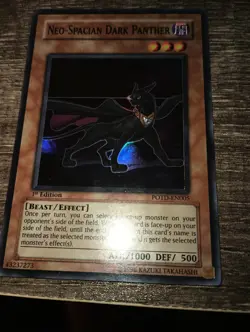 Yu-Gi-OH NEO SPACIAN DARK PANTHER POTD-EN005 SUPER RARE 1ST EDITION - Image 1