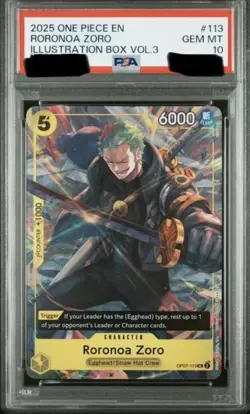 2025 One Piece Roronoa Zoro (Illustration Box Vol.3) OP07-113 PSA 10 Gem Mint - Image 1