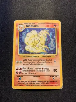 Ninetails 12/102 Holo Rare Base Set Unlimited HP Pokemon 1999 WOTC Vintage Card - Image 1