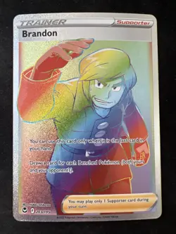 Pokemon Cards Brandon 203/195 Rainbow Secret Rare Silver Tempest - (NM) - Image 1