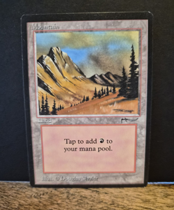 Wizards Mountain Arabian Nights Land Red Douglas Shuler MTG Excellent - Image 1