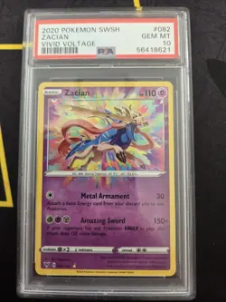 PSA 10 2020 Pokemon Sword Shield SwSh Vivid Voltage Zacian Holo 082/185 GEM MINT - Image 1