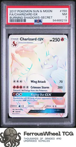 Fa/Charizard Gx #150 - 2017 Pokemon Sun & Moon Burning Shadows - PSA 7 - Image 1