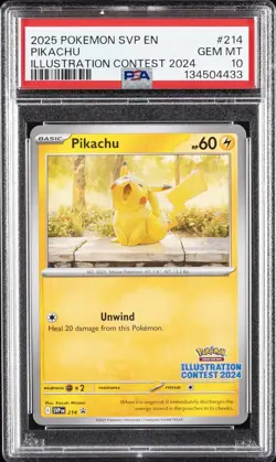 2025 POKEMON SVP EN-SV BLACK STAR PROMO ILLUSTRATION CONTEST 2024 PIKACHU PSA 10 - Image 1