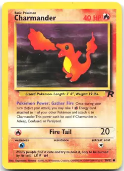 Charmander 50/82 Common Team Rocket Pokemon Unlimited Moderately Played - Image 1