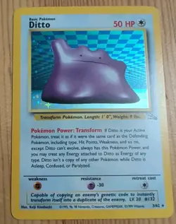 Pokemon Ditto 3/62 – Fossil – Holo Rare – MP WOTC 1999 Vintage Pokemon - Image 1