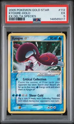 2005 POKEMON EX DELTA SPECIES GOLD STAR #112 KYOGRE-HOLO PSA 5 - Image 1