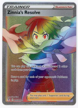 Pokemon Zinnia's Resolve 225 Rainbow Rare Evolving Skies NM - Image 1