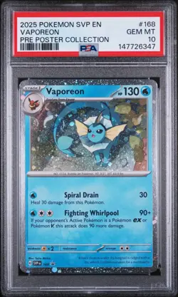 PSA 9 2025 POKEMON SVP ENSV BLACK STAR PROMO 168 VAPOREON PRE POSTER COLLECTION - Image 1