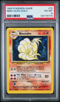 1999 POKEMON GAME #12 NINETALES-HOLO PSA 6 - Image 1